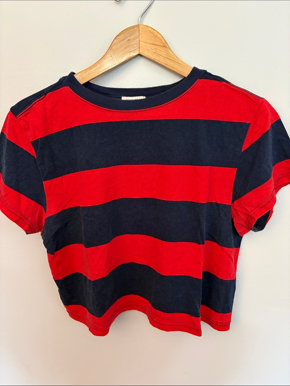 Forever 21 Red & Navy Striped Short Sleeve Tee